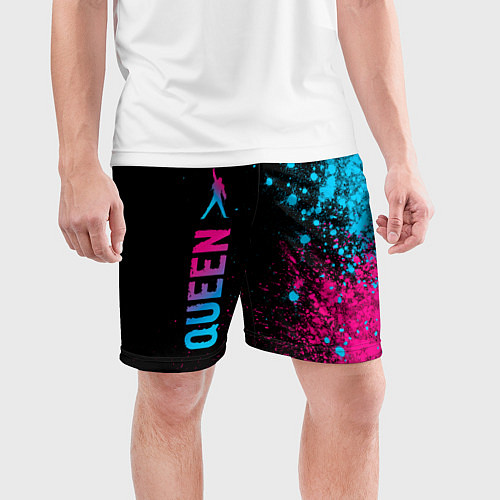 Мужские спортивные шорты Queen - neon gradient: по-вертикали / 3D-принт – фото 3
