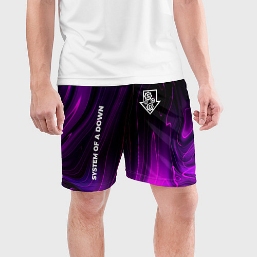 Мужские спортивные шорты System of a Down violet plasma / 3D-принт – фото 3