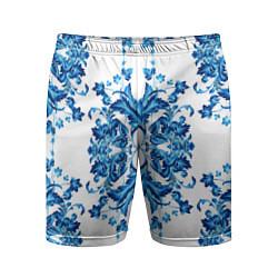 Мужские спортивные шорты Гжель синие цветы