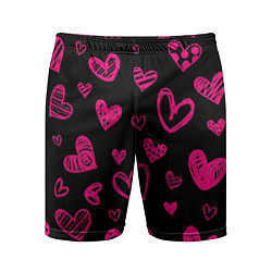 Шорты спортивные мужские Розовые сердца, цвет: 3D-принт