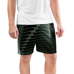 Шорты спортивные мужские Наноброня - чёрные волнообразные пластины, цвет: 3D-принт — фото 2