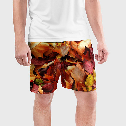 Мужские спортивные шорты Куча осенних листьев / 3D-принт – фото 3