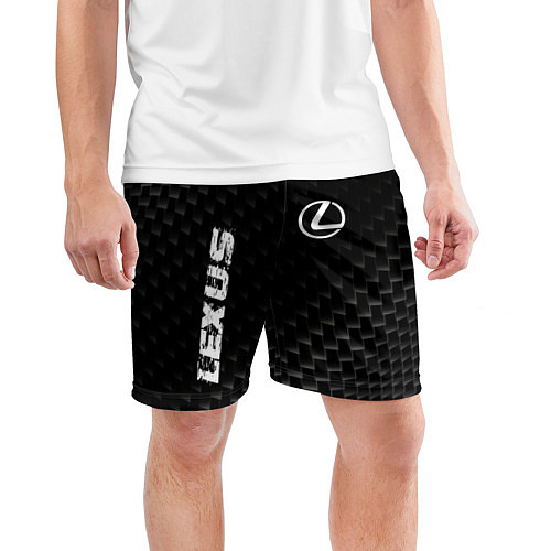 Мужские спортивные шорты Lexus карбоновый фон / 3D-принт – фото 3