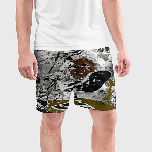 Мужские спортивные шорты Абстракция мазки цветной краски графика / 3D-принт – фото 3