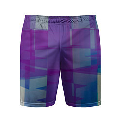 Шорты спортивные мужские Геометрические объёмные фиолетовые кубы, цвет: 3D-принт