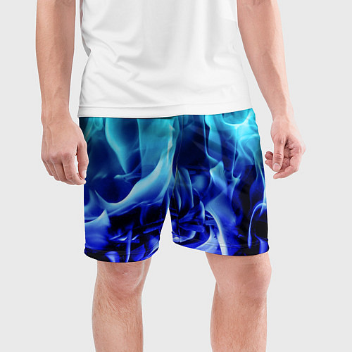 Мужские спортивные шорты Огненный неоновый градиент / 3D-принт – фото 3