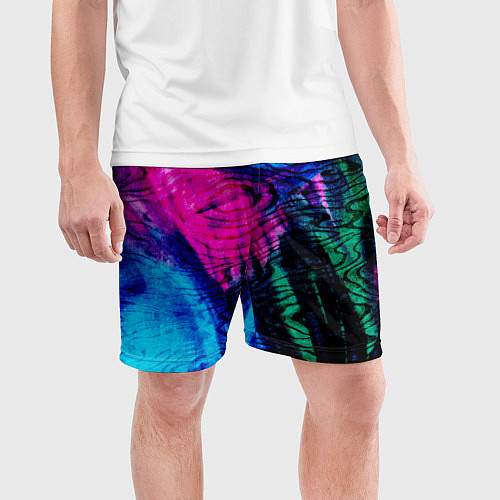 Мужские спортивные шорты Неоновые краски - абстракция / 3D-принт – фото 3