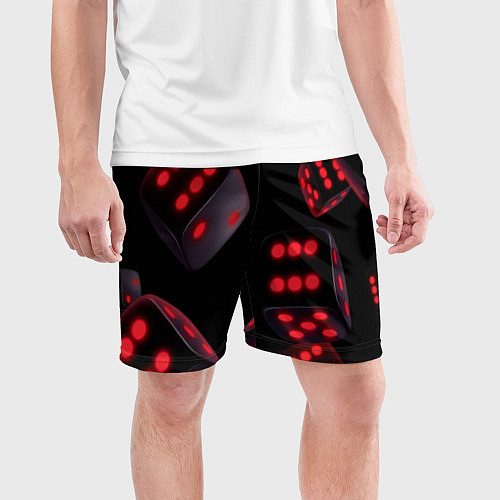 Мужские спортивные шорты Игральные кости на черном фоне / 3D-принт – фото 3