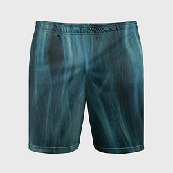 Шорты спортивные мужские Прерывистый абстрактный синий дым во тьме, цвет: 3D-принт