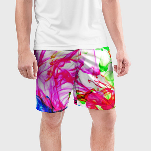 Мужские спортивные шорты Неоновые краски в воде / 3D-принт – фото 3