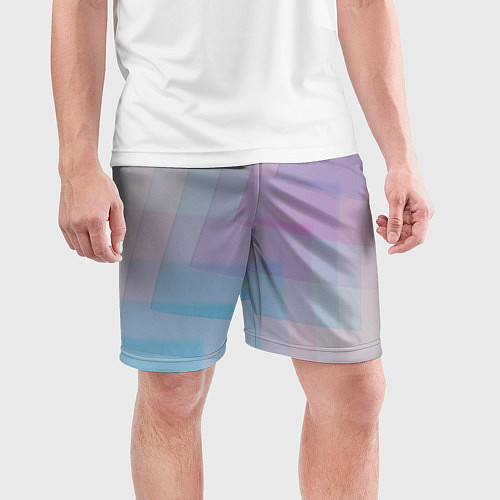 Мужские спортивные шорты Абстрактное множество розовых и голубых стёкол / 3D-принт – фото 3