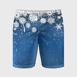 Мужские спортивные шорты Снежный узор на синем фоне