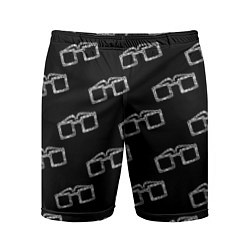 Шорты спортивные мужские Модные очки черно-белый узор, цвет: 3D-принт