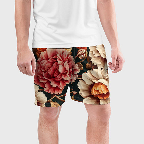 Мужские спортивные шорты Цветы в стиле рококо / 3D-принт – фото 3
