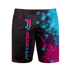 Шорты спортивные мужские Juventus - neon gradient: по-вертикали, цвет: 3D-принт