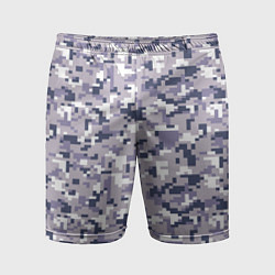 Шорты спортивные мужские Камуфляж ACUpat серый пиксель, цвет: 3D-принт