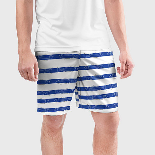 Мужские спортивные шорты Рыбы в полоску / 3D-принт – фото 3