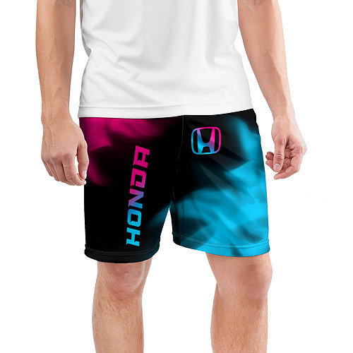 Мужские спортивные шорты Honda - neon gradient: надпись, символ / 3D-принт – фото 3