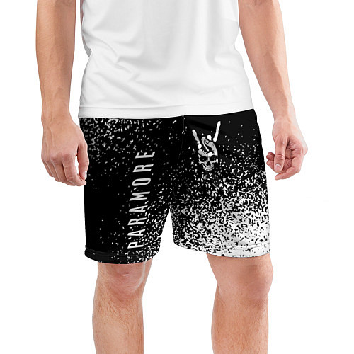 Мужские спортивные шорты Paramore и рок символ на темном фоне / 3D-принт – фото 3