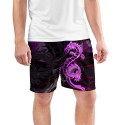 Шорты спортивные мужские Неоновый дракон purple dragon, цвет: 3D-принт — фото 2
