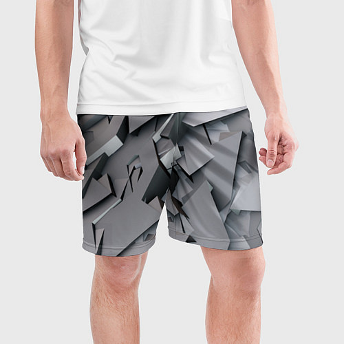 Мужские спортивные шорты Металлическая хаотичная броня / 3D-принт – фото 3