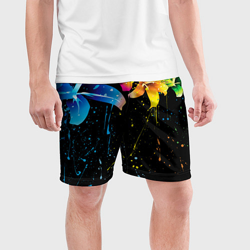 Мужские спортивные шорты Цветные лилии / 3D-принт – фото 3