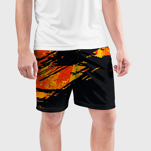 Мужские спортивные шорты Orange and black / 3D-принт – фото 3
