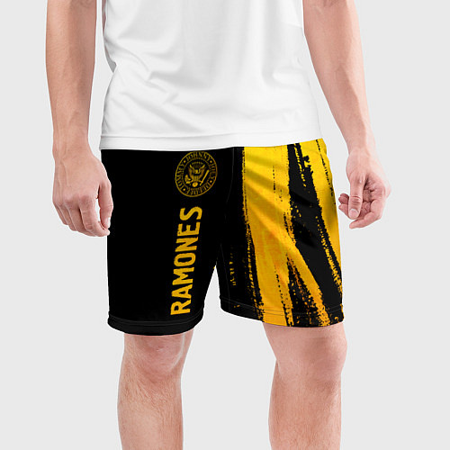 Мужские спортивные шорты Ramones - gold gradient: по-вертикали / 3D-принт – фото 3