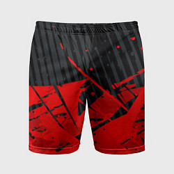 Шорты спортивные мужские Красные брызги на черном фоне, цвет: 3D-принт