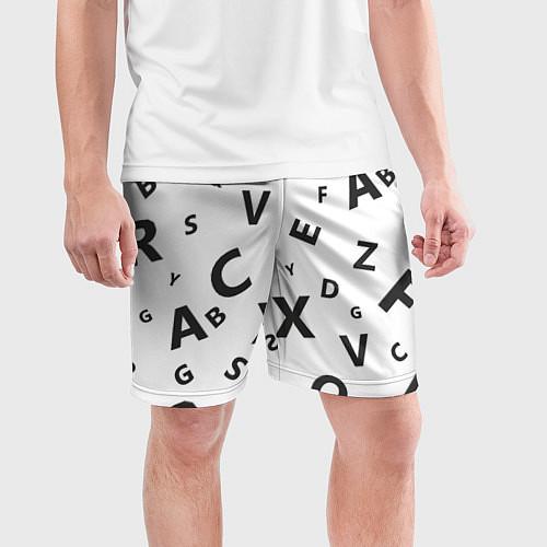 Мужские спортивные шорты Английский алфавит / 3D-принт – фото 3