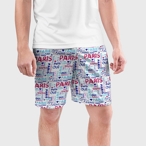 Мужские спортивные шорты Парижская бумага с надписями - текстура / 3D-принт – фото 3
