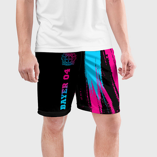 Мужские спортивные шорты Bayer 04 - neon gradient: по-вертикали / 3D-принт – фото 3