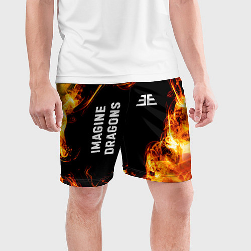 Мужские спортивные шорты Imagine Dragons и пылающий огонь / 3D-принт – фото 3