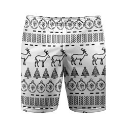 Мужские спортивные шорты Черно-белый узор с оленями