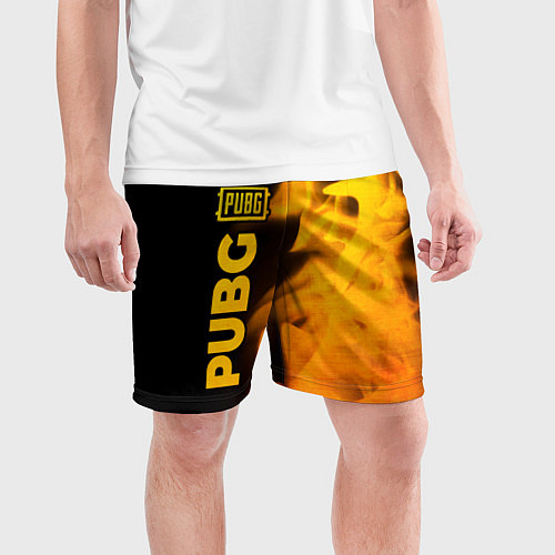 Мужские спортивные шорты PUBG - gold gradient: по-вертикали / 3D-принт – фото 3