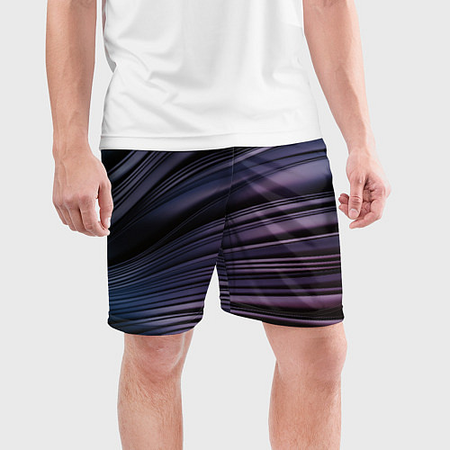 Мужские спортивные шорты Волнообразные фиолетовые паттерны / 3D-принт – фото 3