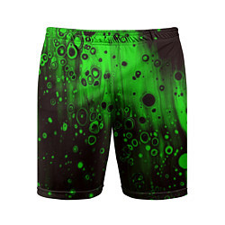 Шорты спортивные мужские Зелёные краски и вода, цвет: 3D-принт
