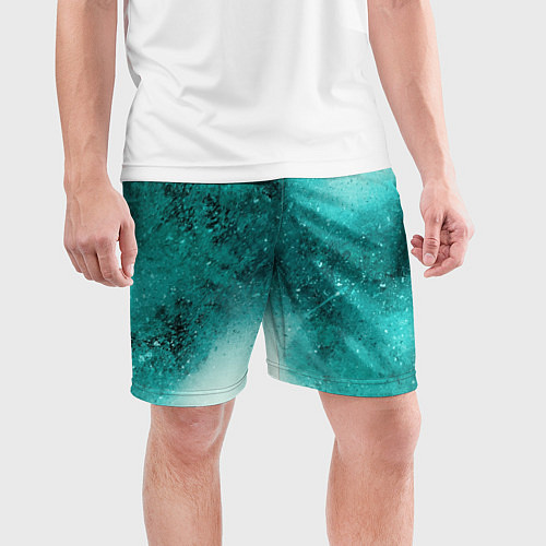 Мужские спортивные шорты Брызги зеленой краски / 3D-принт – фото 3
