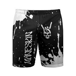 Шорты спортивные мужские Maneskin и рок символ на темном фоне, цвет: 3D-принт