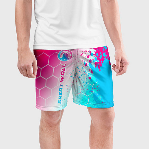 Мужские спортивные шорты Great Wall neon gradient style: по-вертикали / 3D-принт – фото 3