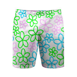 Шорты спортивные мужские Цветочные узоры - паттерн, цвет: 3D-принт