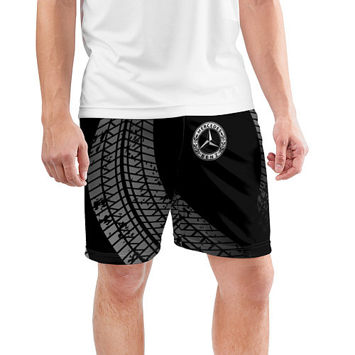 Мужские спортивные шорты Mercedes tire tracks / 3D-принт – фото 3