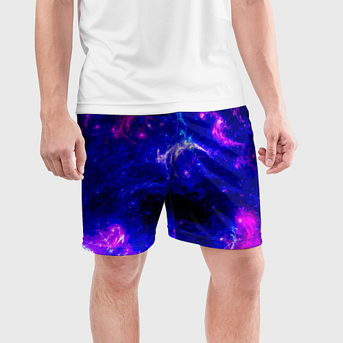 Мужские спортивные шорты Неоновый космос со звездами / 3D-принт – фото 3