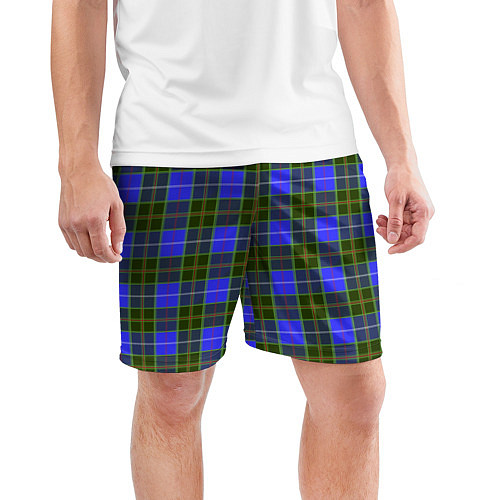 Мужские спортивные шорты Ткань Шотландка сине-зелёная / 3D-принт – фото 3