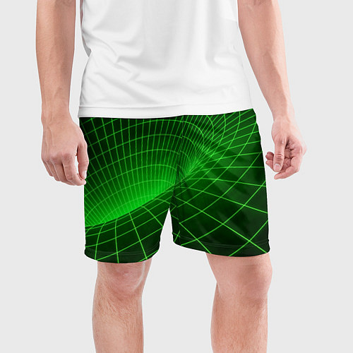 Мужские спортивные шорты Зелёная неоновая чёрная дыра / 3D-принт – фото 3