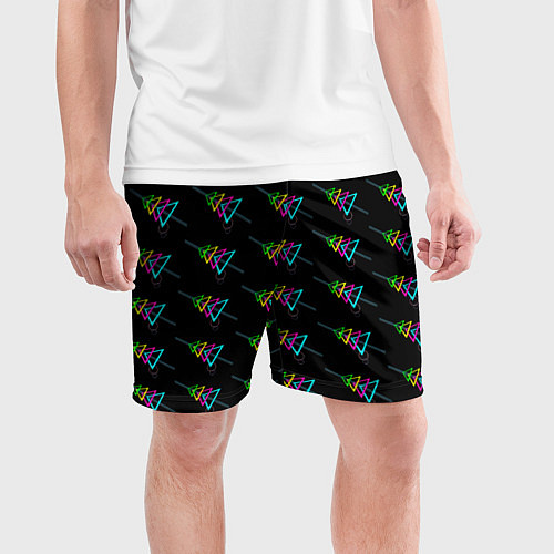 Мужские спортивные шорты Colored triangles / 3D-принт – фото 3