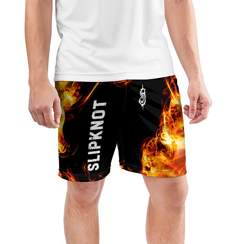 Мужские спортивные шорты Slipknot и пылающий огонь / 3D-принт – фото 3