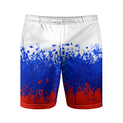 Мужские спортивные шорты Флаг России с горизонтальными подтёками