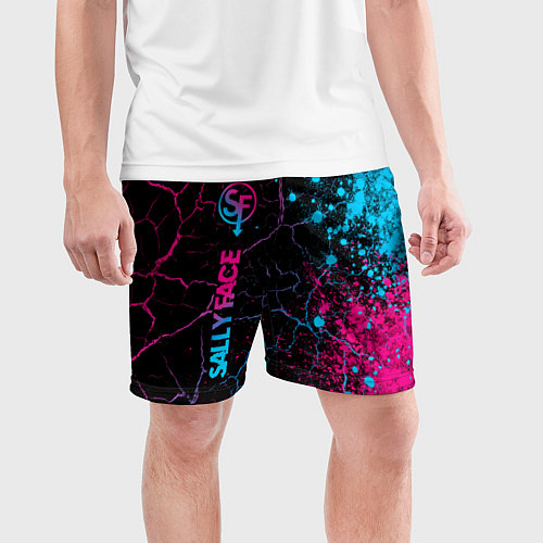 Мужские спортивные шорты Sally Face - neon gradient: по-вертикали / 3D-принт – фото 3