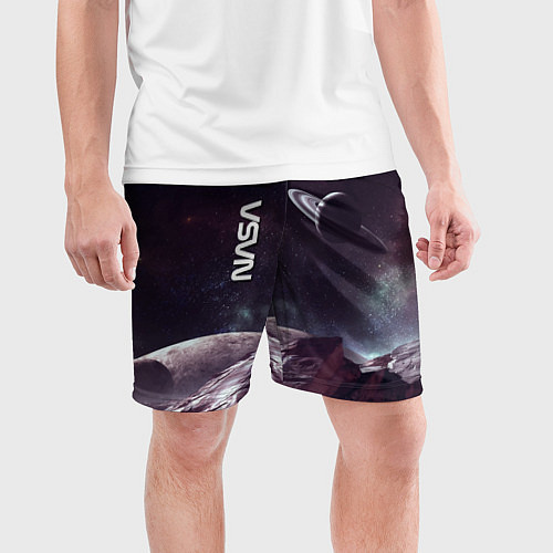 Мужские спортивные шорты Космический пейзаж - Saturn - Nasa / 3D-принт – фото 3